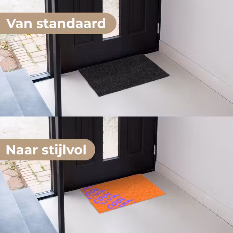 Cool - Paars - Oranje Deurmat klein -voor-na_NL