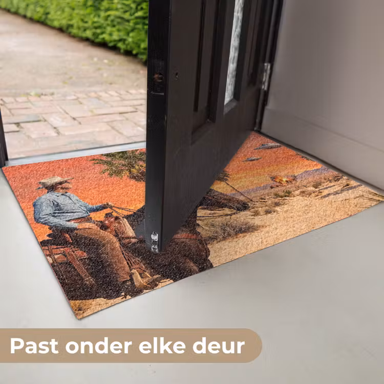 Deurmat - Cowboy - Paard - Woestijn - Cowboy - Paard - Woestijn Deurmat klein