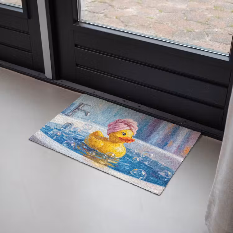 Creatief - Badeend - Kleurrijk Deurmat klein -sfeer2