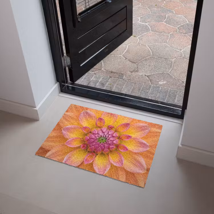 Dahlia - Bloem - Oranje Deurmat klein -sfeer5