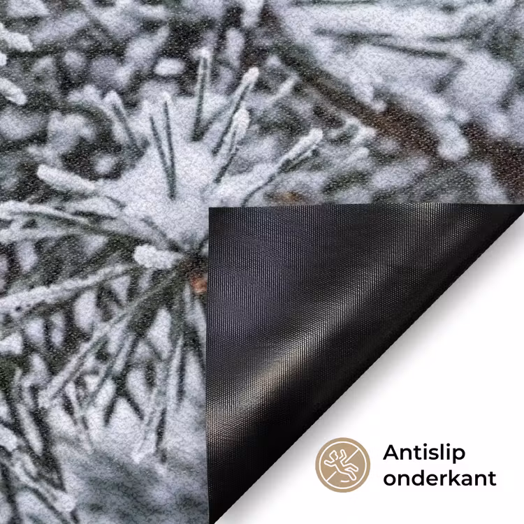 Dennenappel - Tak - Sneeuw - Winter - Sfeervol Deurmat klein -antislip_NL