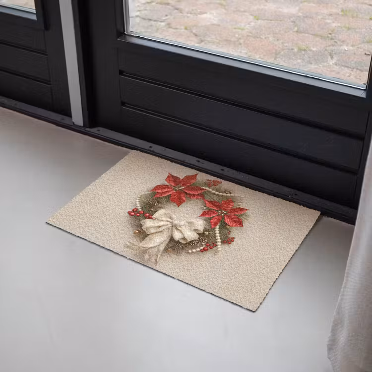 Deurkrans - Strik - Kerst - Rood - Groen Deurmat klein -sfeer2