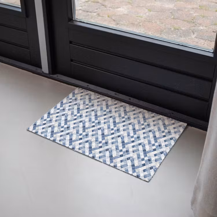 Diamant - Patroon - Blauw - Wit Deurmat klein 898 -sfeer2