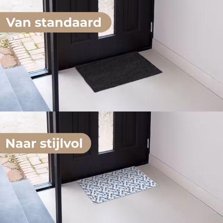 Diamant - Patroon - Blauw - Wit Deurmat klein 898 -voor-na_NL