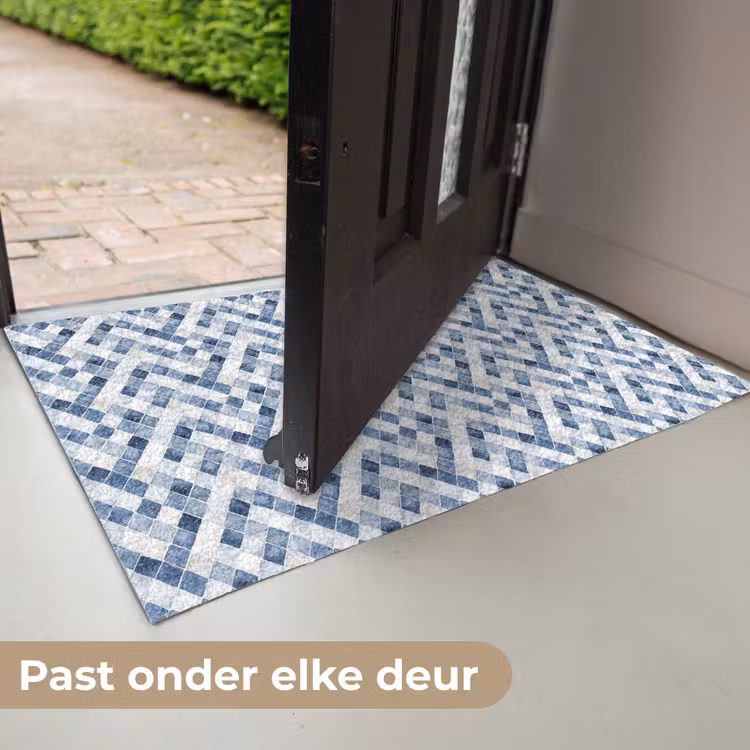 Diamant - Patroon - Blauw - Wit Deurmat klein 898 -USP_NL