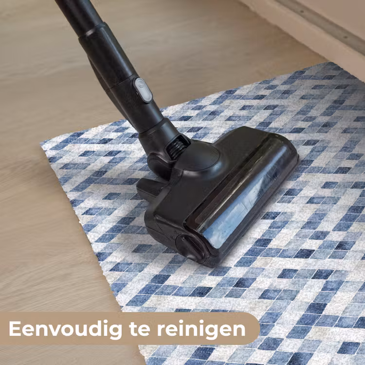 Diamant - Patroon - Blauw - Wit Deurmat klein 898 -reinigen_NL