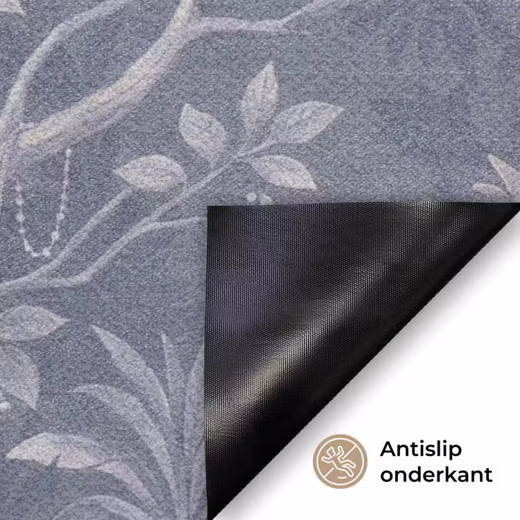 Dieren - Jungle - Illustratie - Bomen - Blauw Deurmat klein -antislip_NL