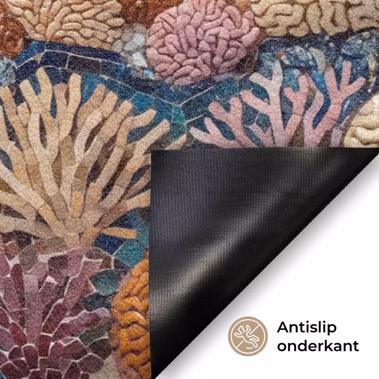 Dieren - Mozaïek - Oceaan - Koraal - Blauw Deurmat klein -antislip_NL