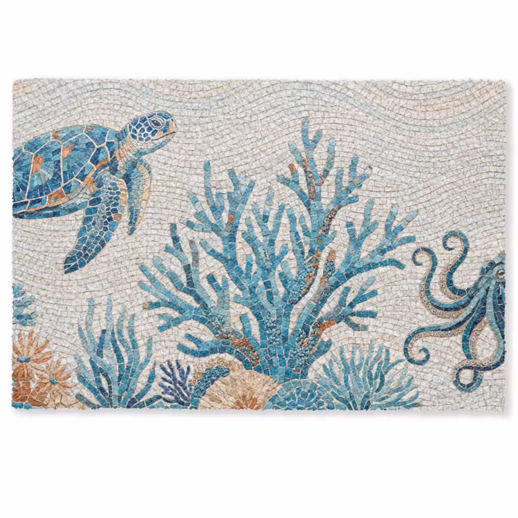 Dieren - Onderwater - Natuur - Mozaïek - Blauw Deurmat klein -zkaufland3d