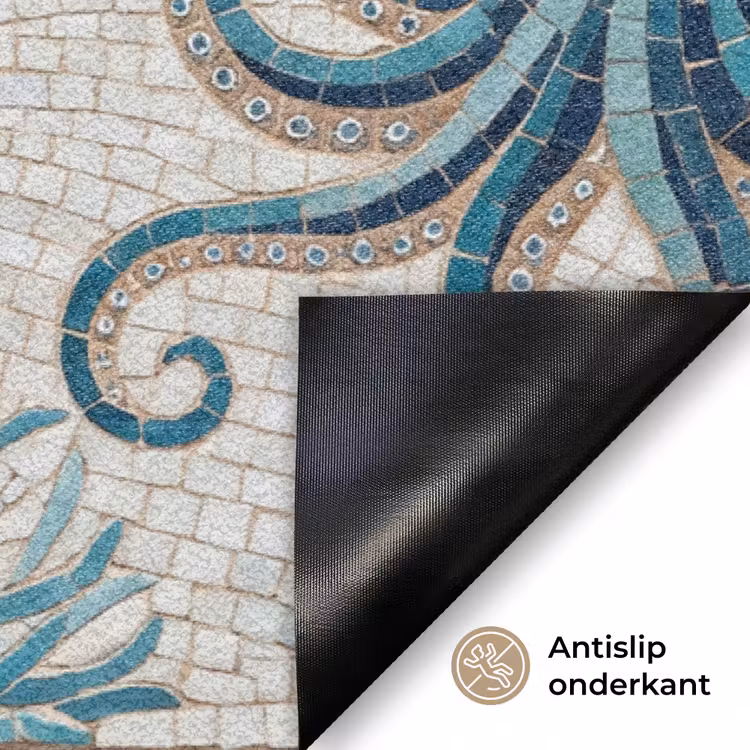 Dieren - Onderwater - Natuur - Mozaïek - Blauw Deurmat klein -antislip_NL