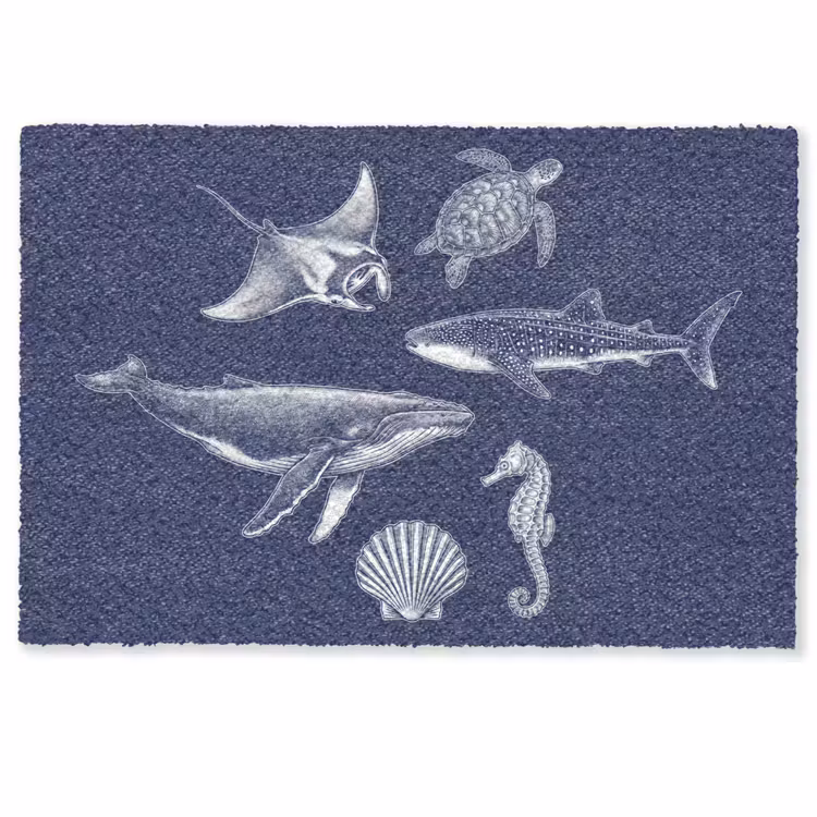 Dieren - Zeeleven - Oceaan - Graveren - Blauw Deurmat klein -zkaufland3d