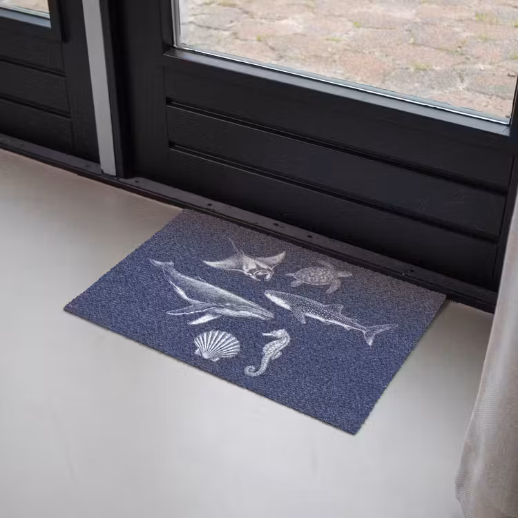 Dieren - Zeeleven - Oceaan - Graveren - Blauw Deurmat klein -sfeer2