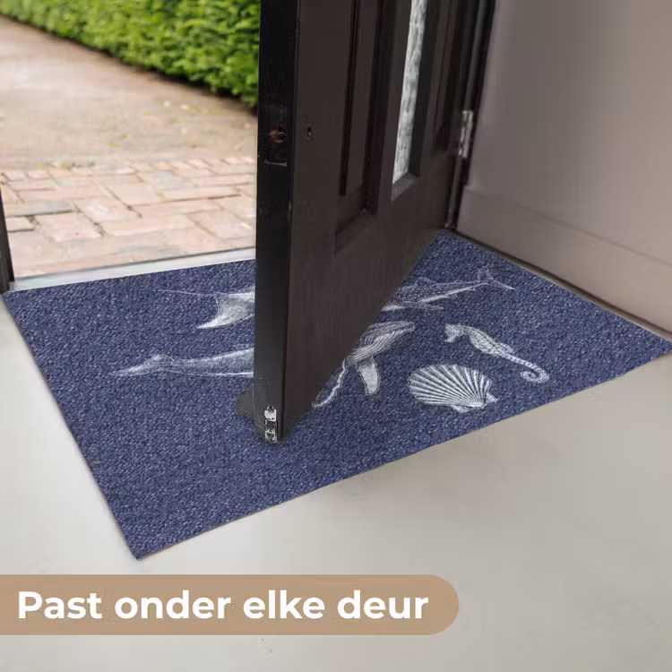 Dieren - Zeeleven - Oceaan - Graveren - Blauw Deurmat klein -USP_NL