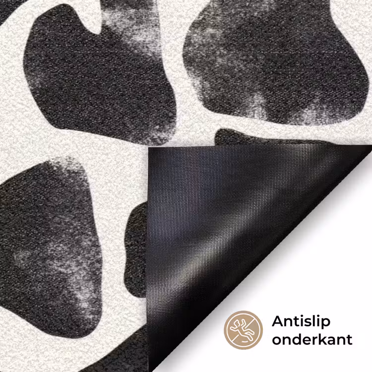 Dierenpatroon - Vlekken - Zwart - Wit Deurmat klein 898 -antislip_NL