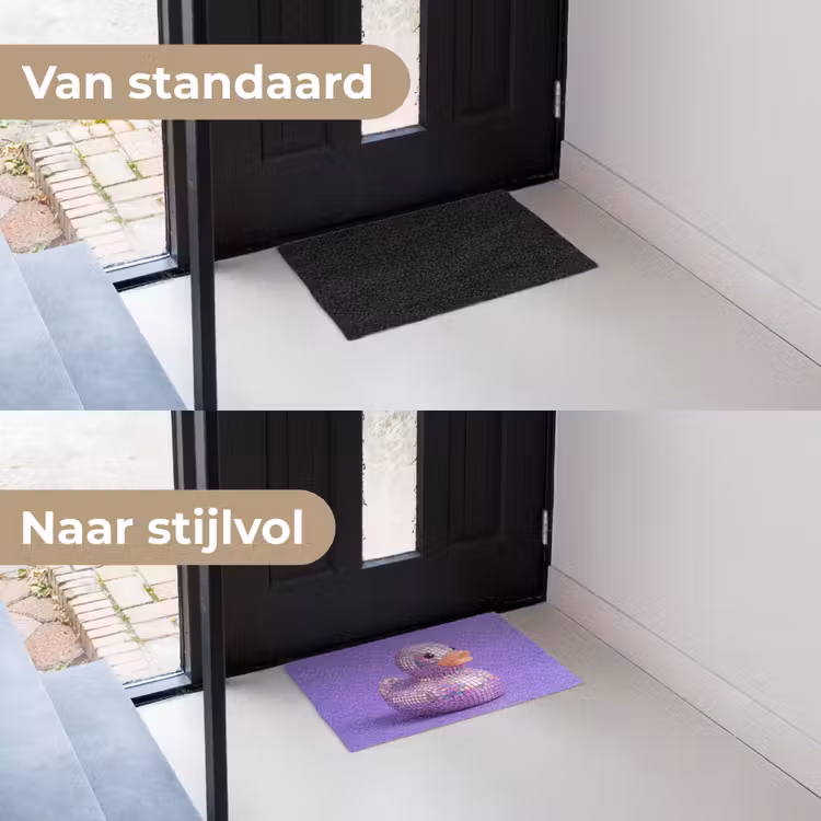 Disco - Eend - Paars Deurmat klein -voor-na_NL