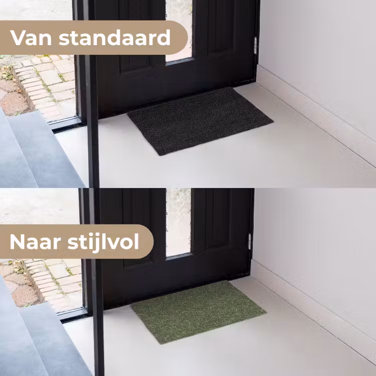 Donker - Groen - Krullend - Botanisch Deurmat klein 898 -voor-na_NL