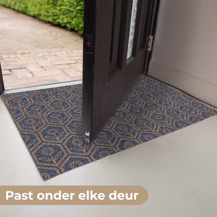 Donkerblauw - Patroon - Bloem - Symmetrisch Deurmat klein 898 -USP_NL