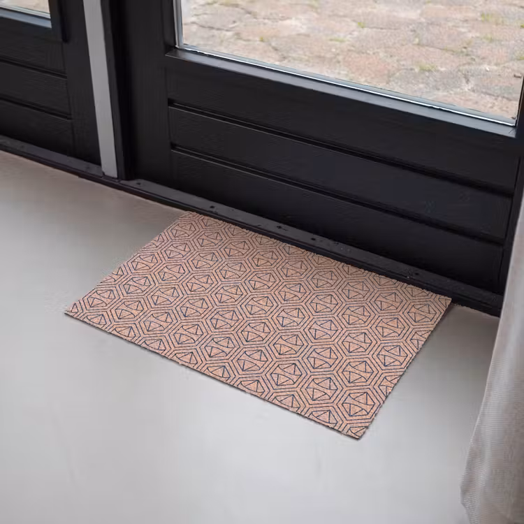 Donkerblauw - Roze - Patroom - Symmetrisch Deurmat klein 898 -sfeer2