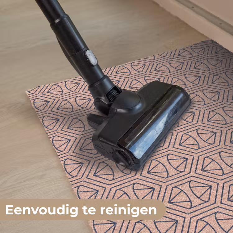 Donkerblauw - Roze - Patroom - Symmetrisch Deurmat klein 898 -reinigen_NL