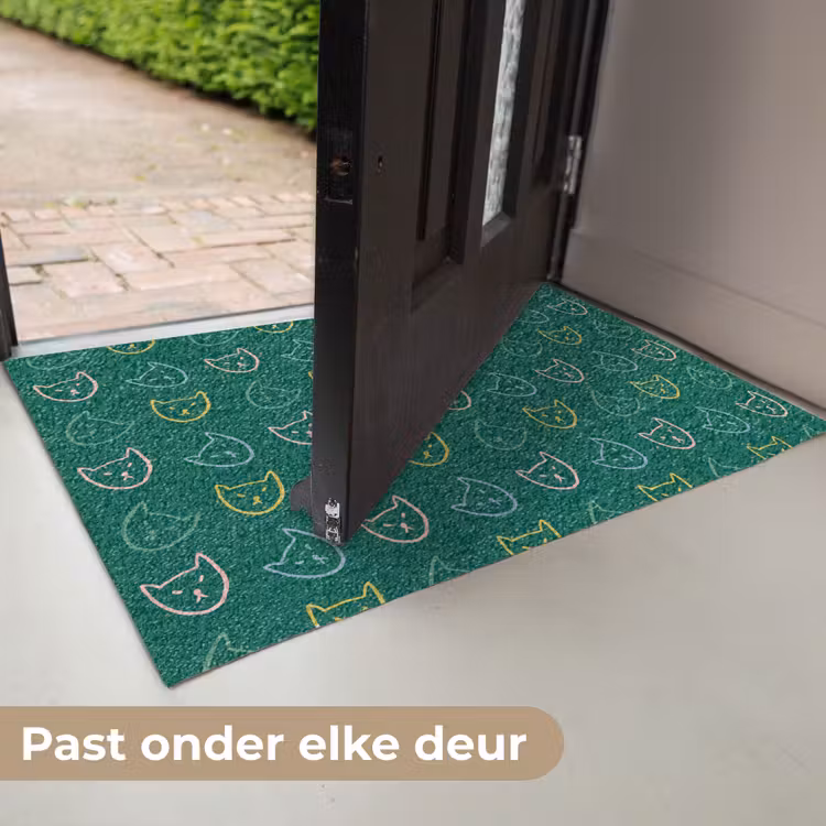 Donkergroen - Gezichten - Katten - Kleuren Deurmat klein 898 -USP_NL