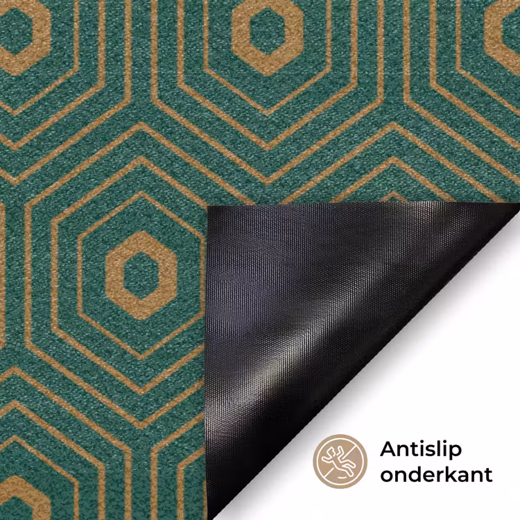 Donkergroen - Modern - Patroon - Goud Deurmat klein 898 -antislip_NL