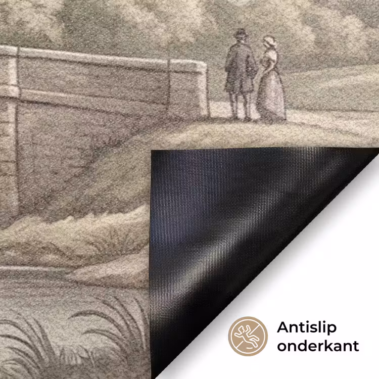Dorp - Brug - Uitzicht - Groen Deurmat klein -antislip_NL