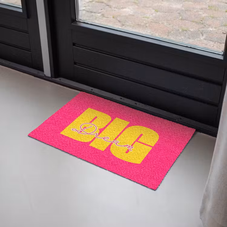 Dream big - Roze - Geel - Minimalistisch Deurmat klein -sfeer2