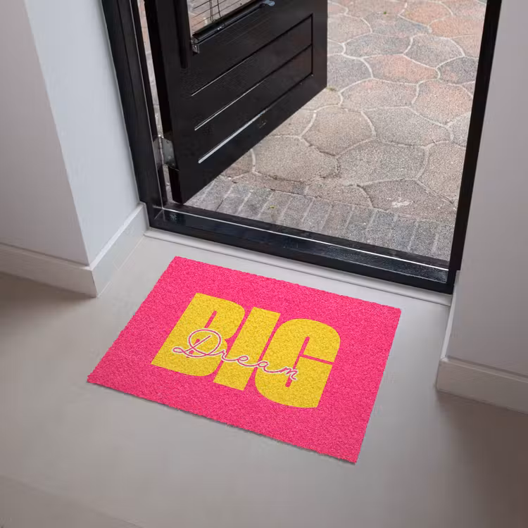 Dream big - Roze - Geel - Minimalistisch Deurmat klein -sfeer5