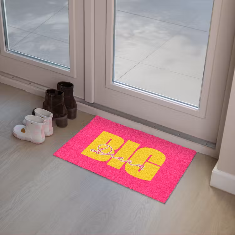 Dream big - Roze - Geel - Minimalistisch Deurmat klein -sfeer3