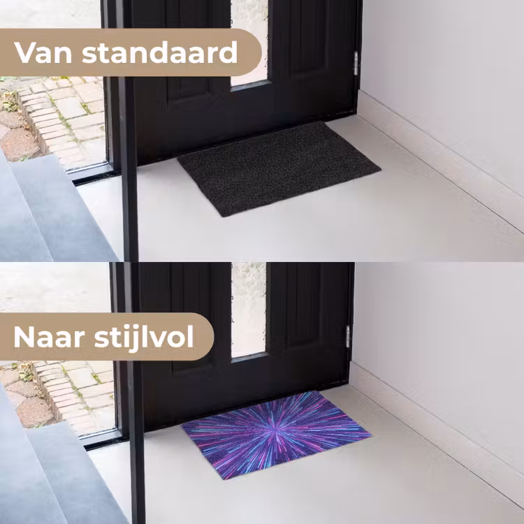 Dynamisch - Ruimte - Kleurrijk Deurmat klein -voor-na_NL