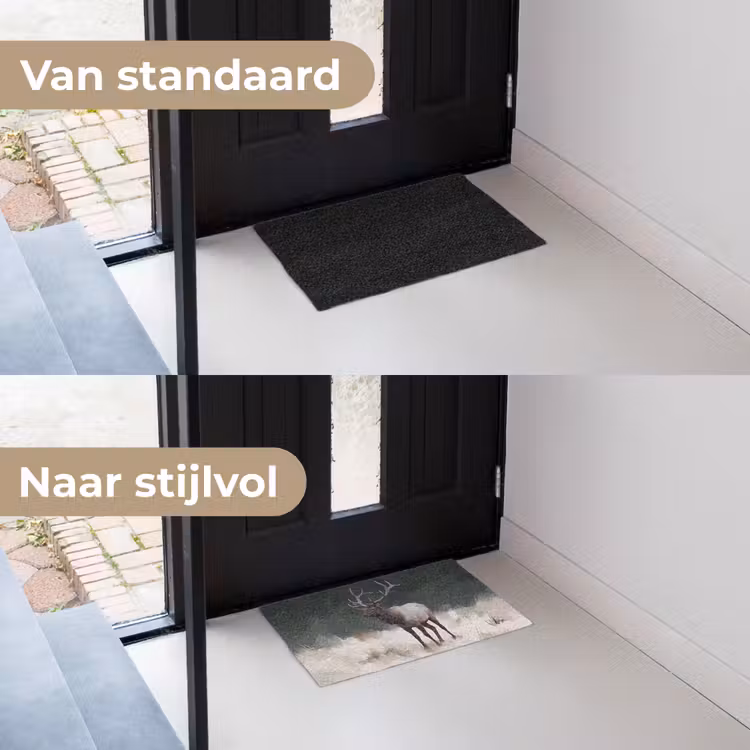 Edelhert - Gewei - Schildering - Rustiek Deurmat klein -voor-na_NL