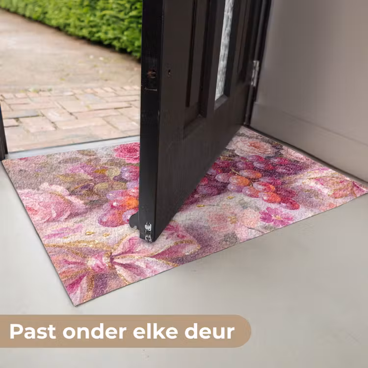 Eten - Bloemen - Stilleven - Roze - Goud Deurmat klein -USP_NL