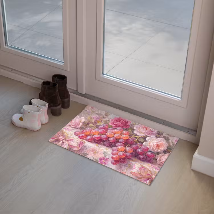 Eten - Bloemen - Stilleven - Roze - Goud Deurmat klein -sfeer3