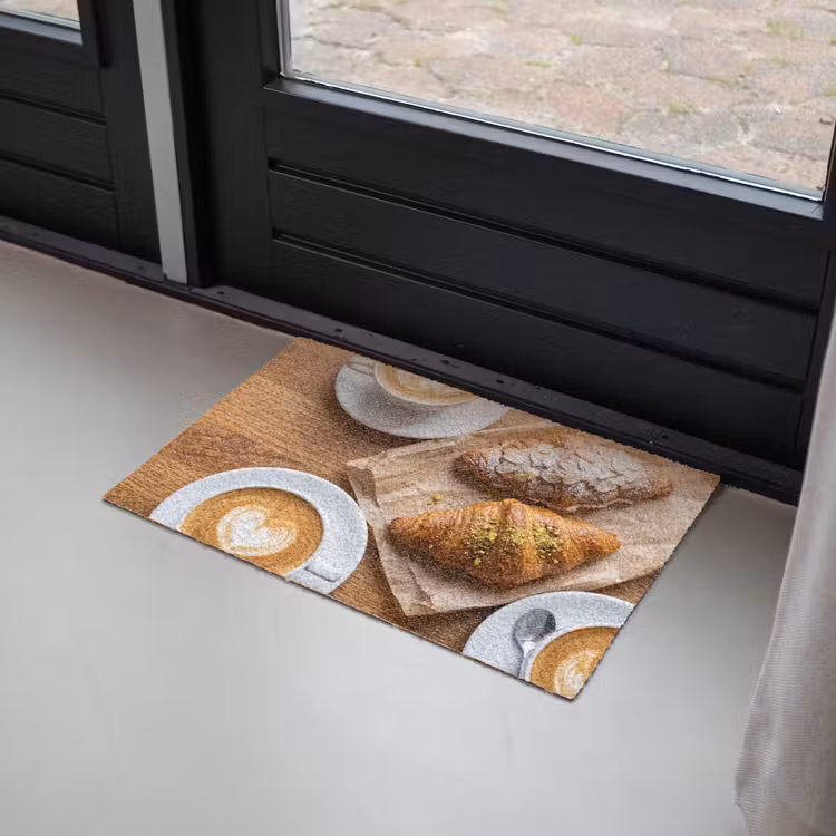 Eten - Croissant - Koffie - Ontbijt - Modern Deurmat klein -sfeer2