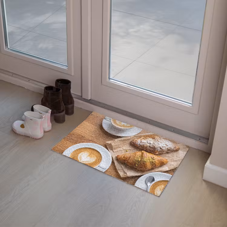 Eten - Croissant - Koffie - Ontbijt - Modern Deurmat klein -sfeer3