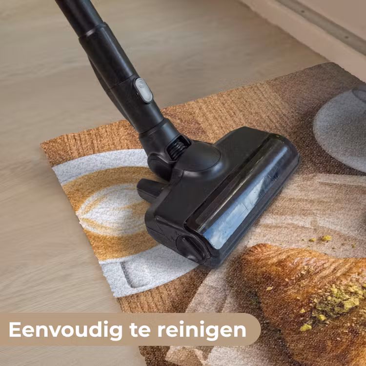 Eten - Croissant - Koffie - Ontbijt - Modern Deurmat klein -reinigen_NL