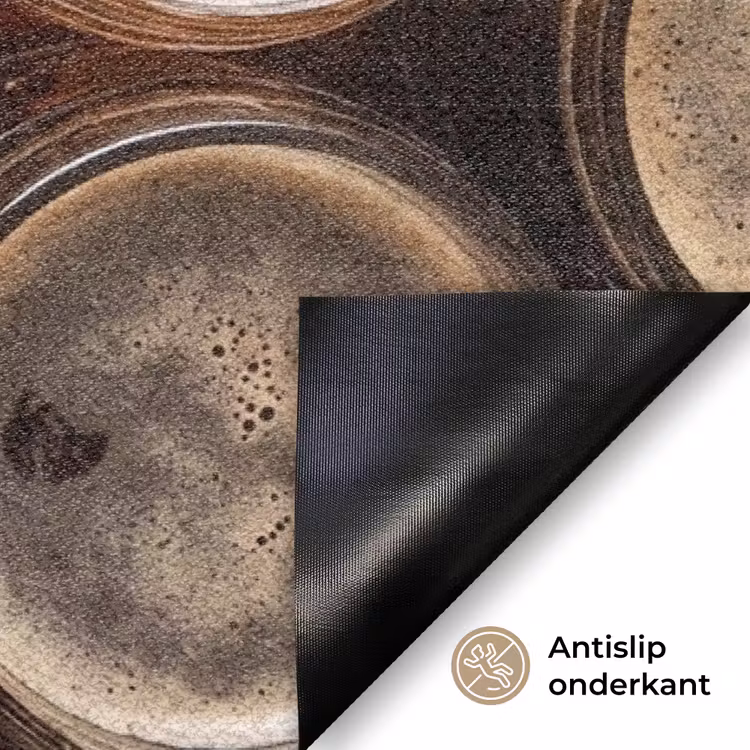 Eten - Glazen - Drank - Patroon - Bruin Deurmat klein -antislip_NL