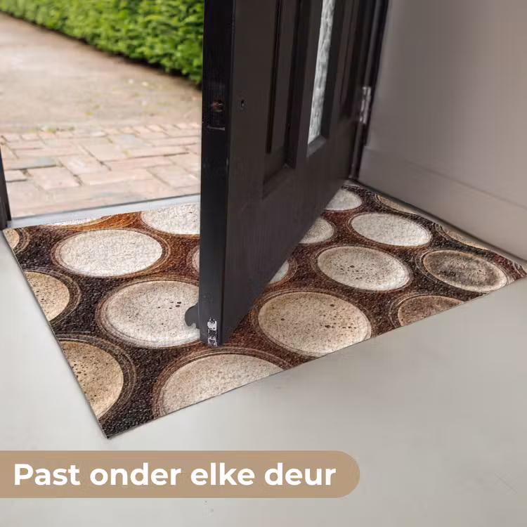 Eten - Glazen - Drank - Patroon - Bruin Deurmat klein -USP_NL