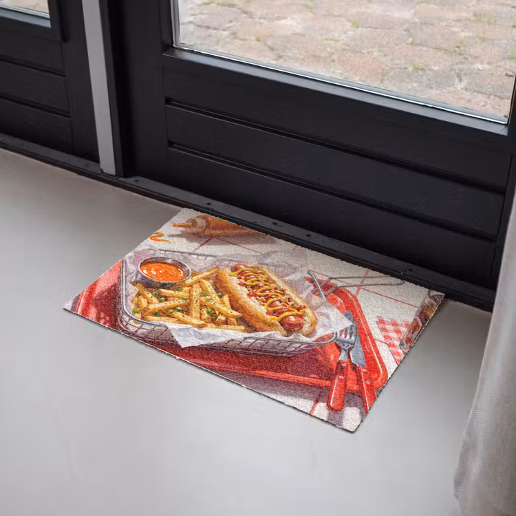 Eten - Hotdog - Fastfood - Modern - Rood Deurmat klein -sfeer2