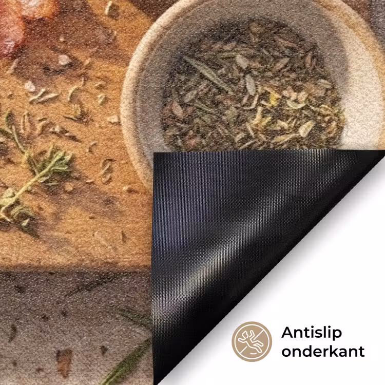 Eten - Ontbijt - Hout - Rustiek - Geel Deurmat klein -antislip_NL