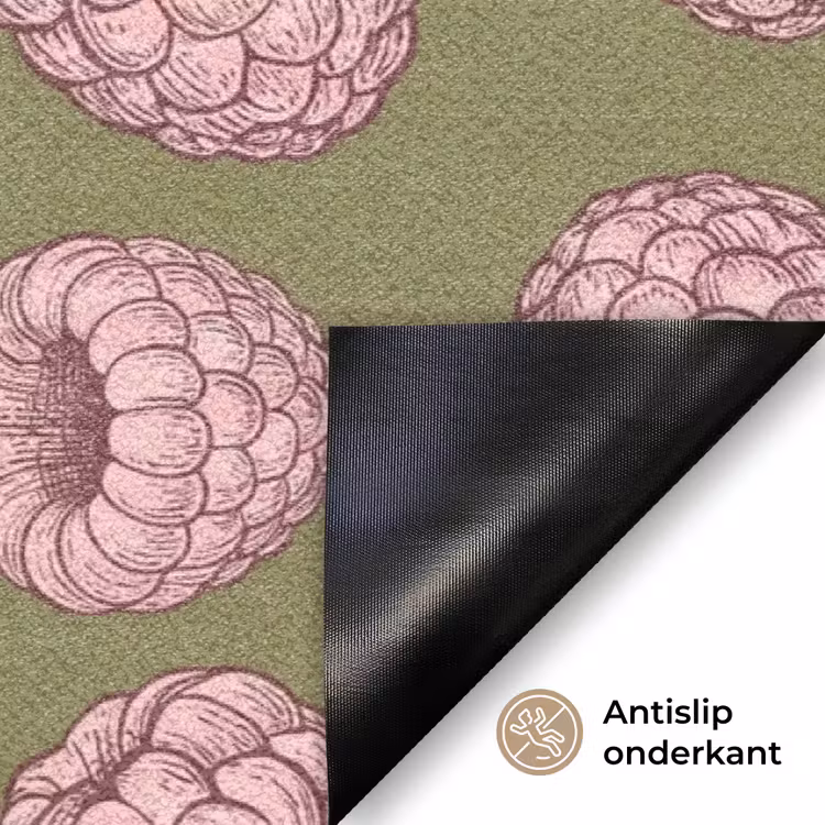 Eten - Patroon - Illustratie - Roze - Groen Deurmat klein -antislip_NL