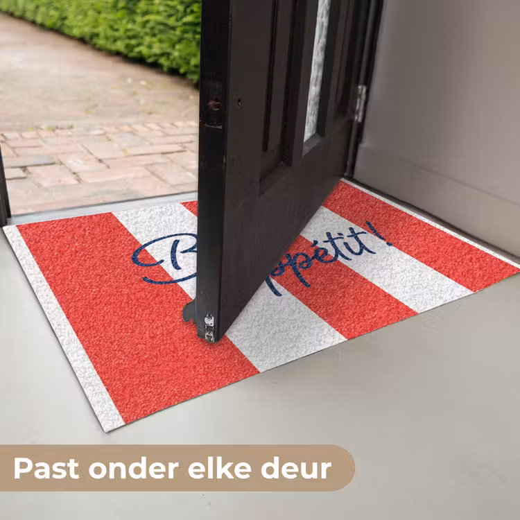 Eten - Spreuk - Keuken - Grafisch - Rood-Wit Deurmat klein -USP_NL