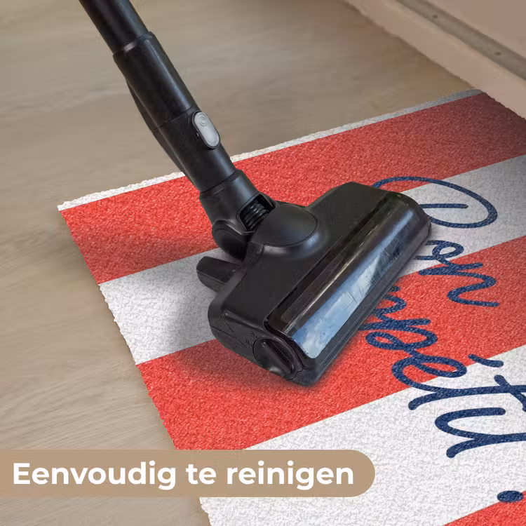 Eten - Spreuk - Keuken - Grafisch - Rood-Wit Deurmat klein -reinigen_NL