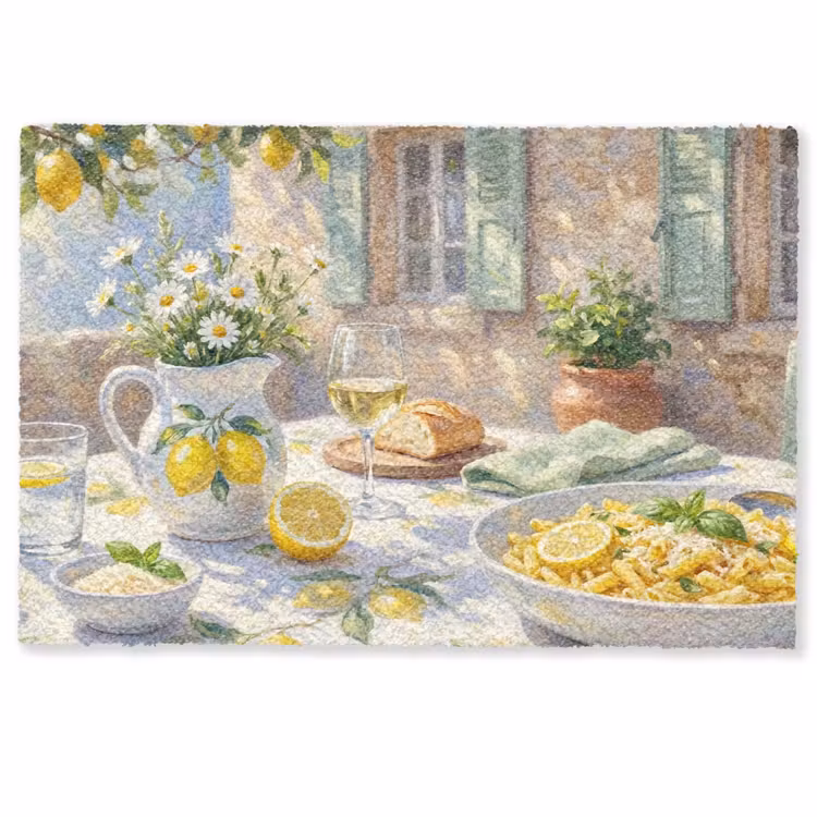Eten - Terras - Zomer - Geschilderd - Geel Deurmat klein -zkaufland3d