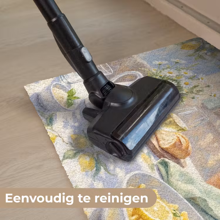 Eten - Terras - Zomer - Geschilderd - Geel Deurmat klein -reinigen_NL