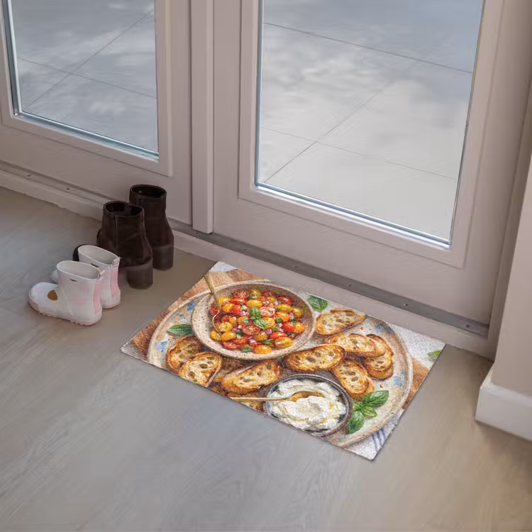 Eten - Tomaat - Brood - Kleurrijk - Keuken Deurmat klein -sfeer3