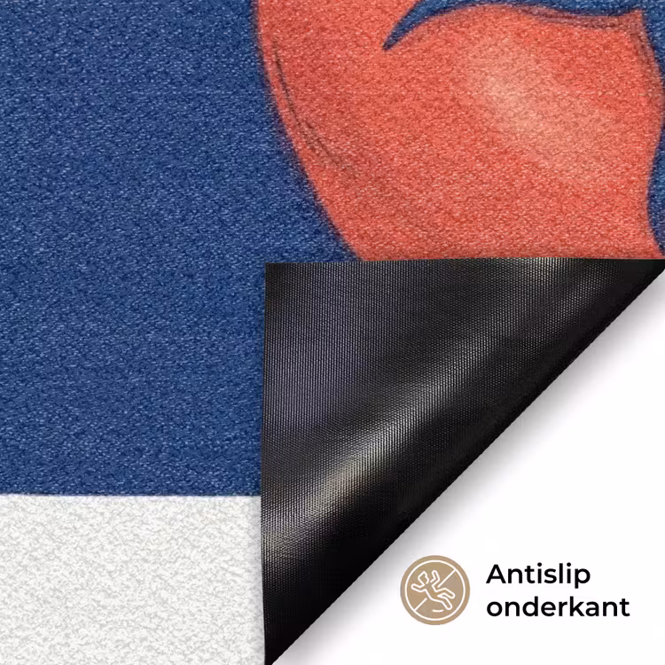 Eten - Tomaten - Keuken - Illustratie - Rood-Blauw Deurmat klein -antislip_NL