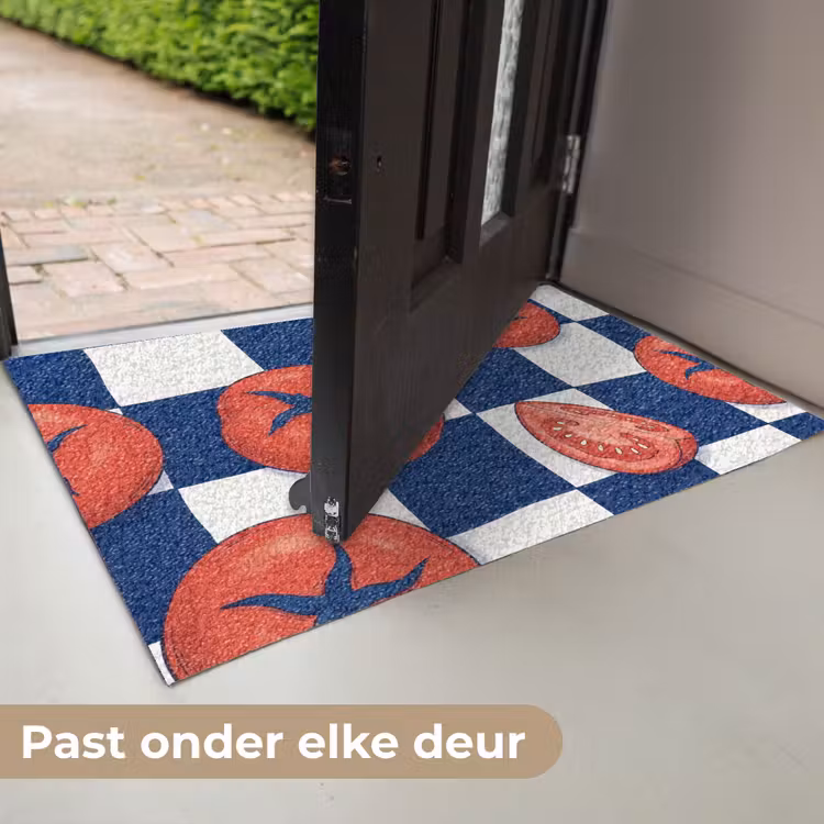 Eten - Tomaten - Keuken - Illustratie - Rood-Blauw Deurmat klein -USP_NL