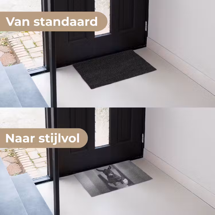 Ezel - Telefoon - Toilet - Zwart - Wit Deurmat klein -voor-na_NL
