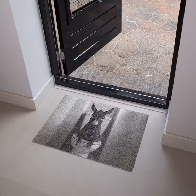Ezel - Telefoon - Toilet - Zwart - Wit Deurmat klein -sfeer5